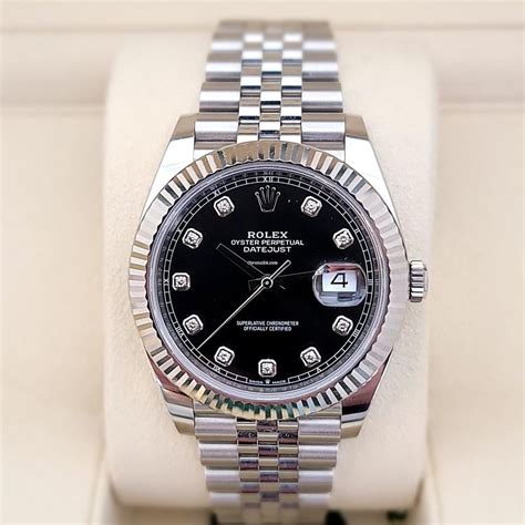 rolex datejust 41 diamond dial black|rolex datejust 41 smooth bezel.